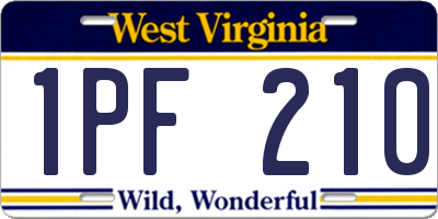 WV license plate 1PF210