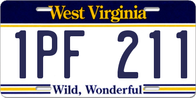 WV license plate 1PF211