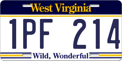 WV license plate 1PF214