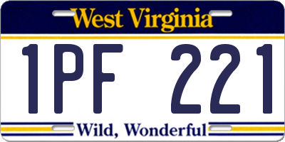 WV license plate 1PF221