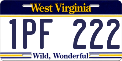 WV license plate 1PF222