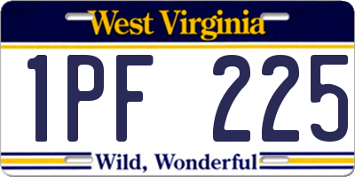 WV license plate 1PF225