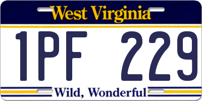 WV license plate 1PF229
