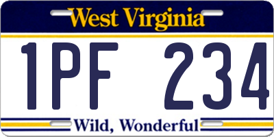 WV license plate 1PF234