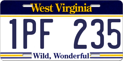 WV license plate 1PF235