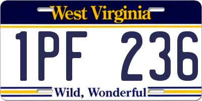 WV license plate 1PF236