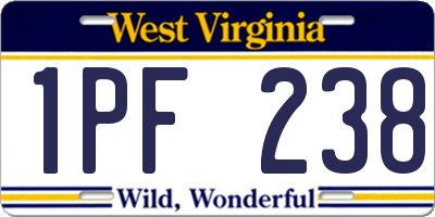 WV license plate 1PF238
