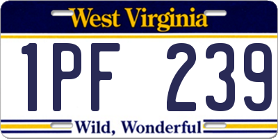 WV license plate 1PF239