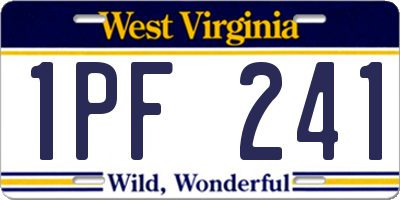 WV license plate 1PF241