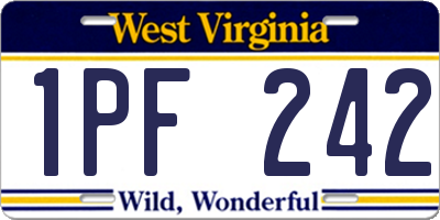 WV license plate 1PF242