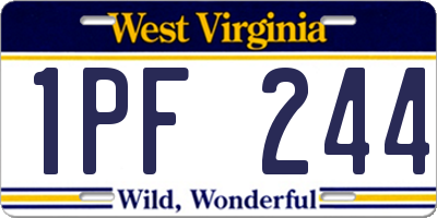 WV license plate 1PF244