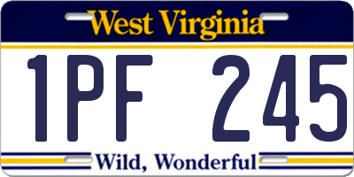 WV license plate 1PF245