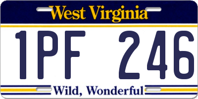 WV license plate 1PF246