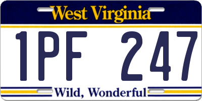 WV license plate 1PF247