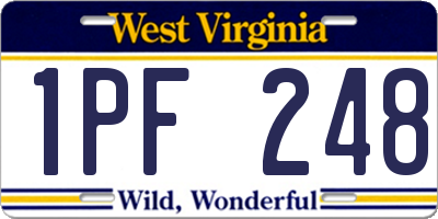 WV license plate 1PF248