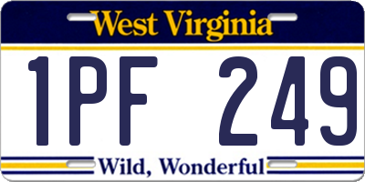 WV license plate 1PF249