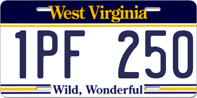 WV license plate 1PF250
