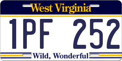 WV license plate 1PF252