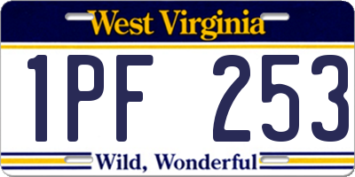 WV license plate 1PF253