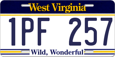 WV license plate 1PF257