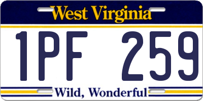 WV license plate 1PF259