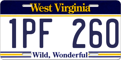 WV license plate 1PF260
