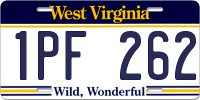 WV license plate 1PF262