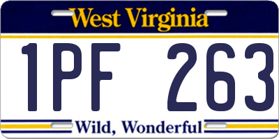 WV license plate 1PF263