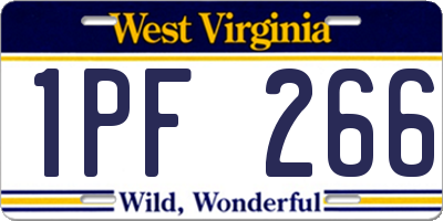 WV license plate 1PF266