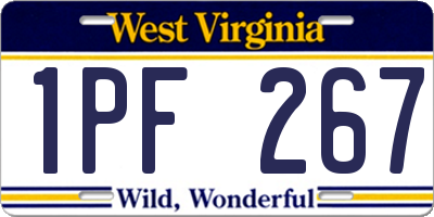 WV license plate 1PF267