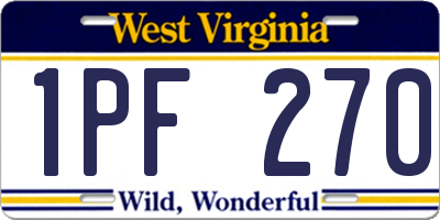 WV license plate 1PF270