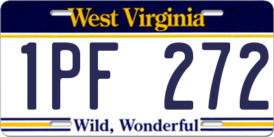 WV license plate 1PF272