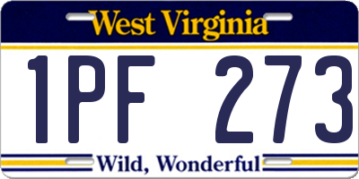 WV license plate 1PF273