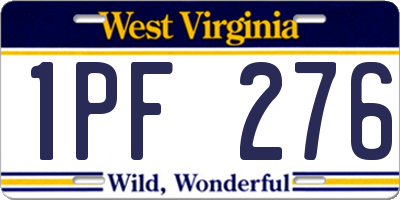 WV license plate 1PF276