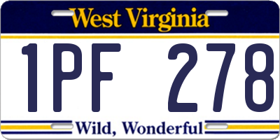 WV license plate 1PF278