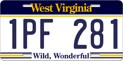 WV license plate 1PF281