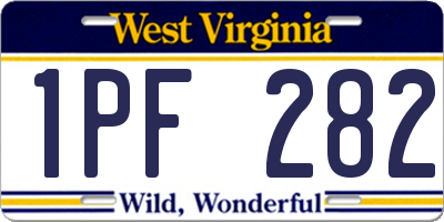 WV license plate 1PF282