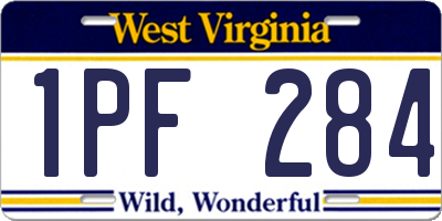 WV license plate 1PF284