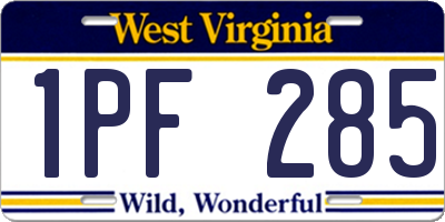 WV license plate 1PF285