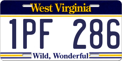 WV license plate 1PF286