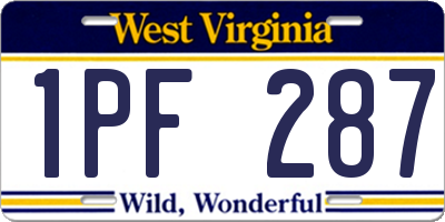 WV license plate 1PF287