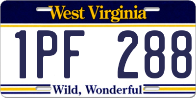 WV license plate 1PF288