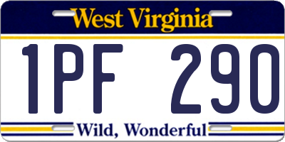 WV license plate 1PF290
