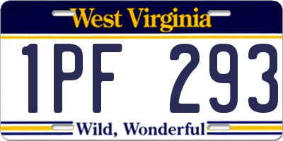 WV license plate 1PF293