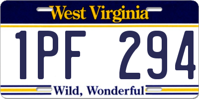 WV license plate 1PF294