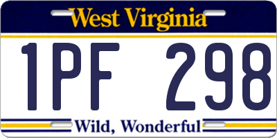 WV license plate 1PF298