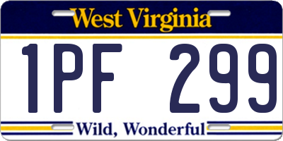 WV license plate 1PF299
