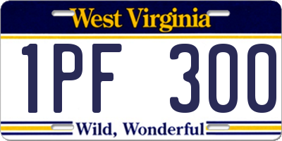 WV license plate 1PF300