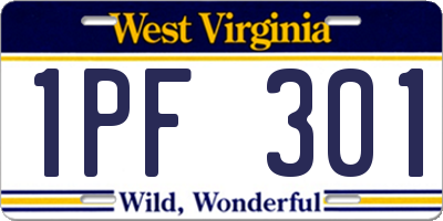 WV license plate 1PF301