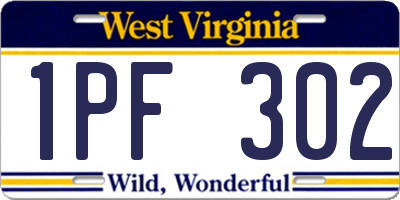 WV license plate 1PF302